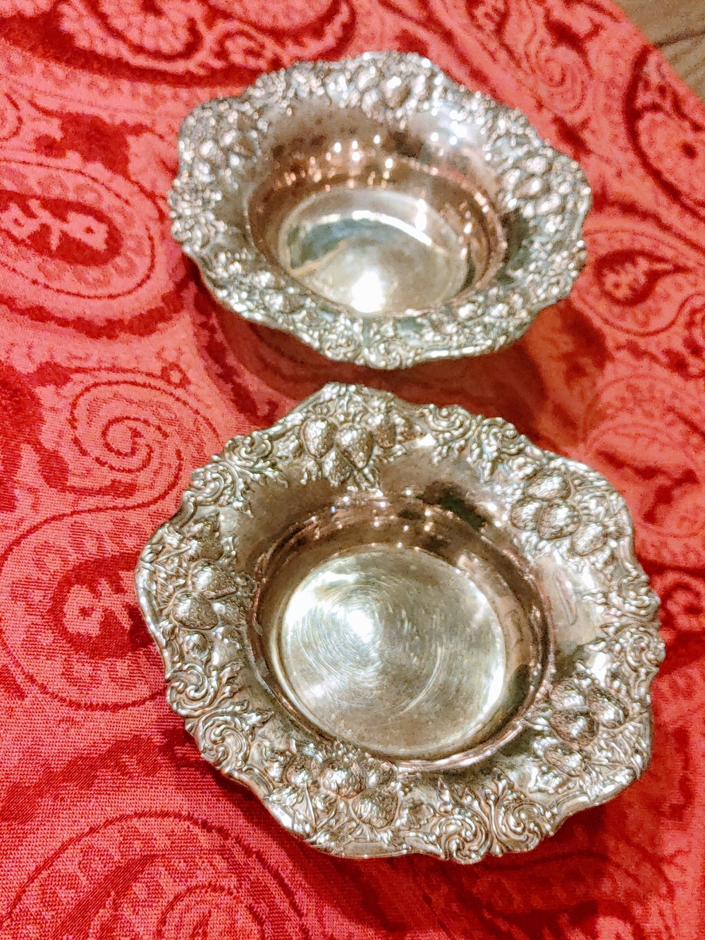 Woodside Repousse Sterling Silver Decorative Bowls - Set of 2